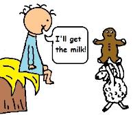 Christmas Baby Jesus and Sheep With Gingerbread Clipart Picture